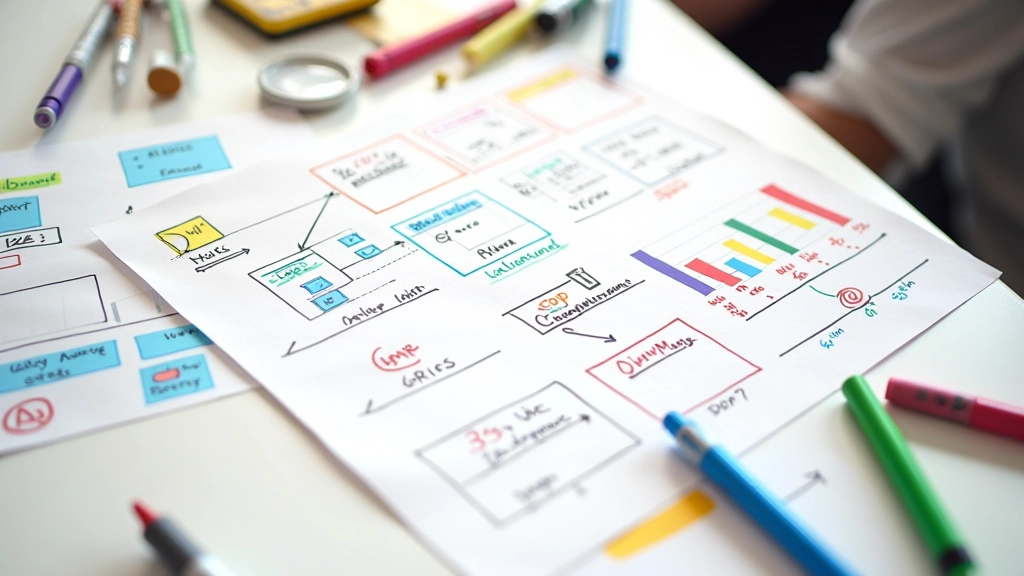 Stratégies de marketing affichées sur un tableau blanc avec diagrammes colorés