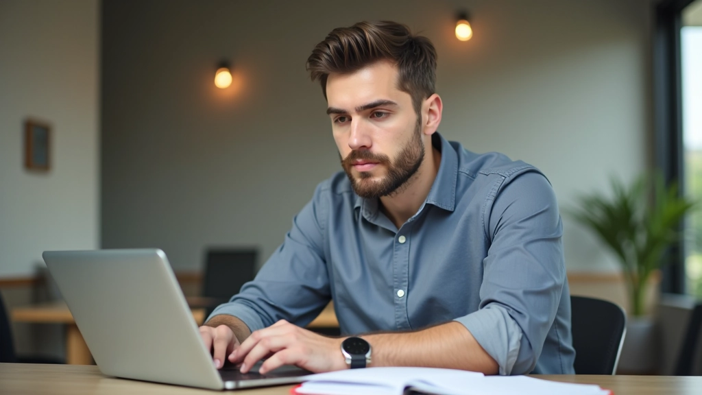 Mathieu Rousseau travaillant à son bureau avec ordinateur portable et documents sur les stratégies de revenu