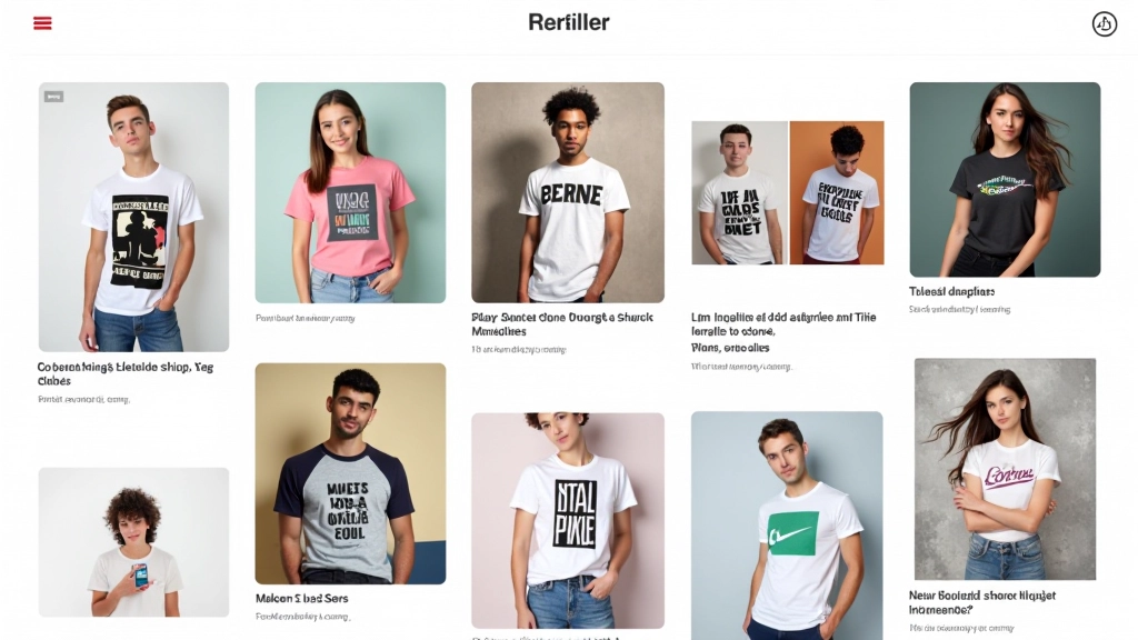Tableau Pinterest avec plusieurs designs de t-shirts populaires et tendances, inspirations visuelles en mosaïque